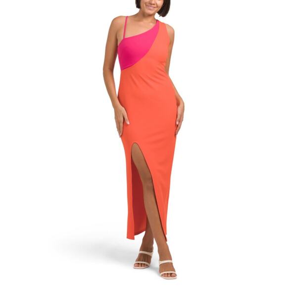 NWT RACHEL ROY Women's Phoenix Asymmetrical One Shoulder Front Slit Maxi Dress - Picture 1 of 5